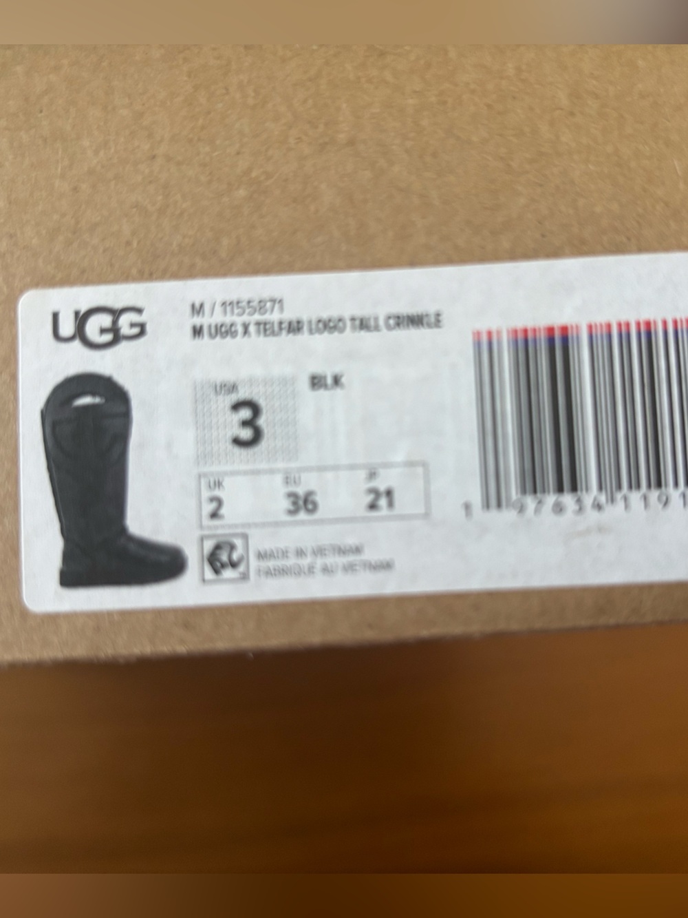 UGG and Telfar Tall Black Logo Crinkle Boots. NIB - Picture 8 of 9
